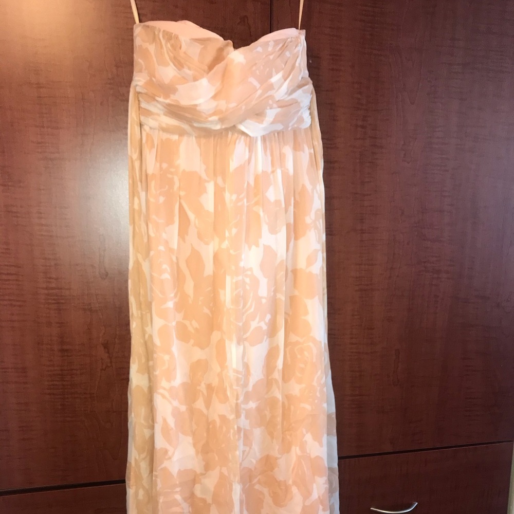 Sz 2 Peach and White Floral J. Crew Chiffon Maxi